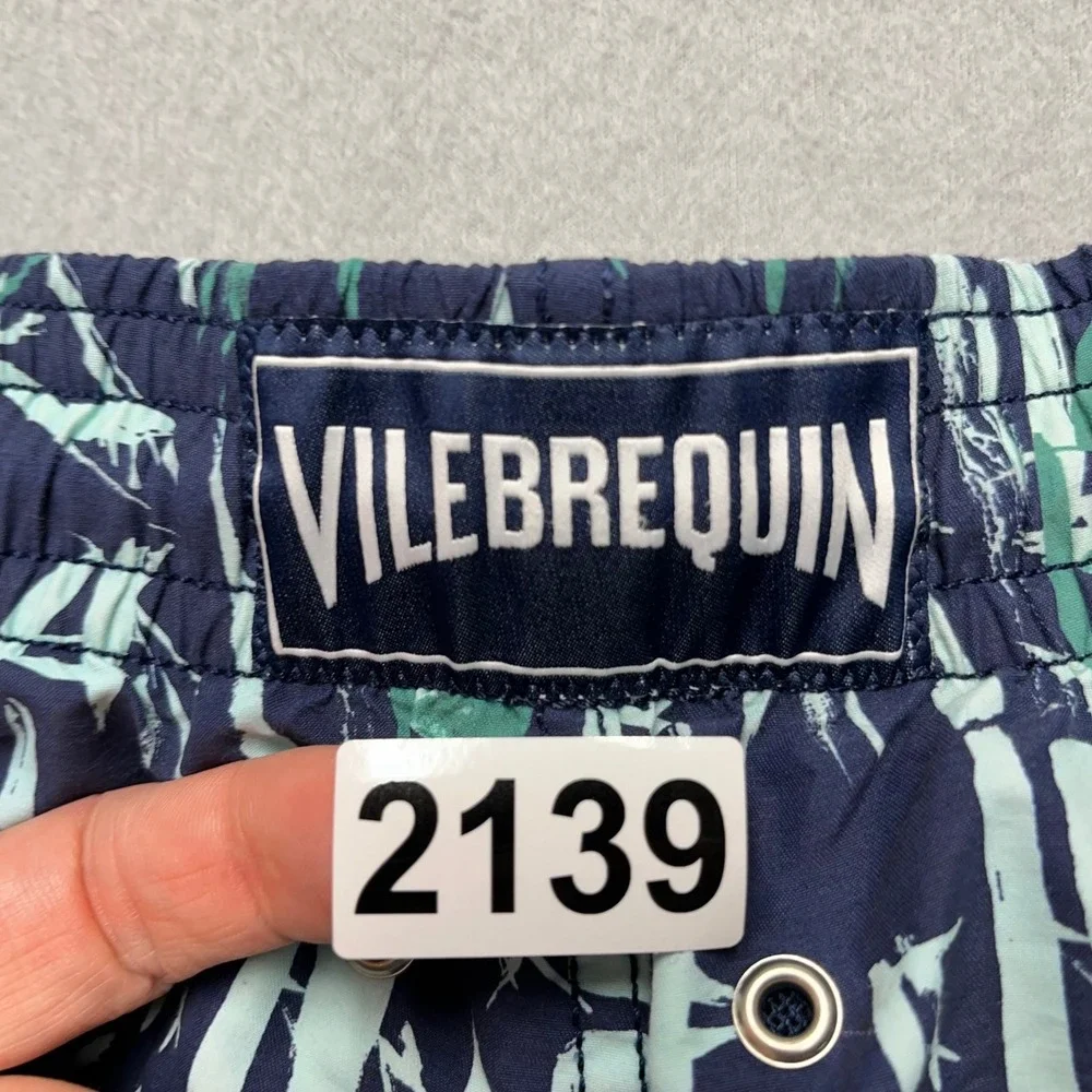 Vilebrequin x Bloomingdales Mens XXL Swim‎ Trunks Navy Blue Green Bamboo Print